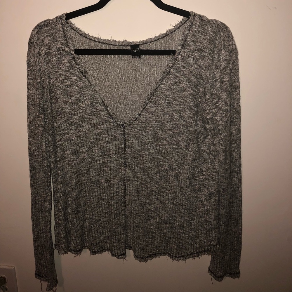 Grey distressed sweater